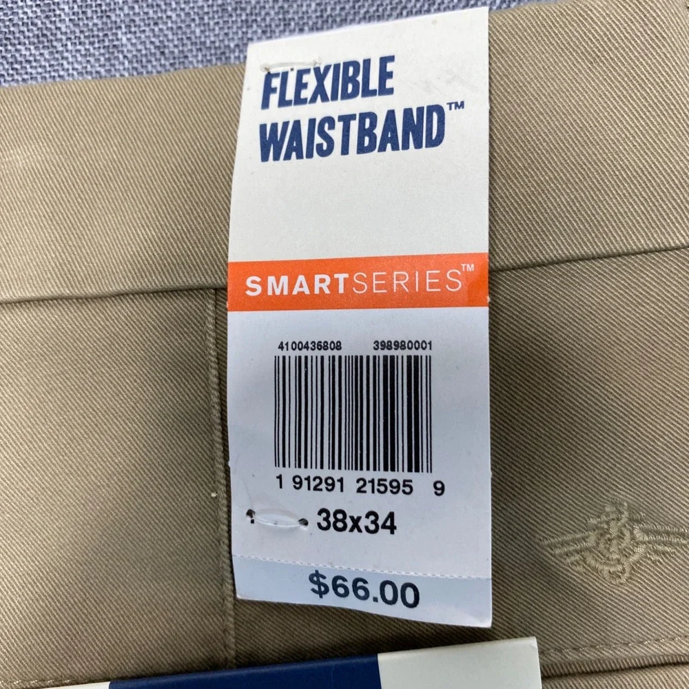 Dockers Workday Khaki Mens 38x34 Tan Straight Fit Smart 360 Flex Chino Pants NEW